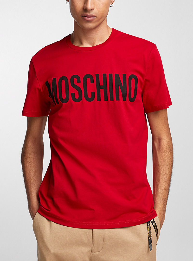 Moschino: Le t-shirt signature Rouge à motifs pour homme