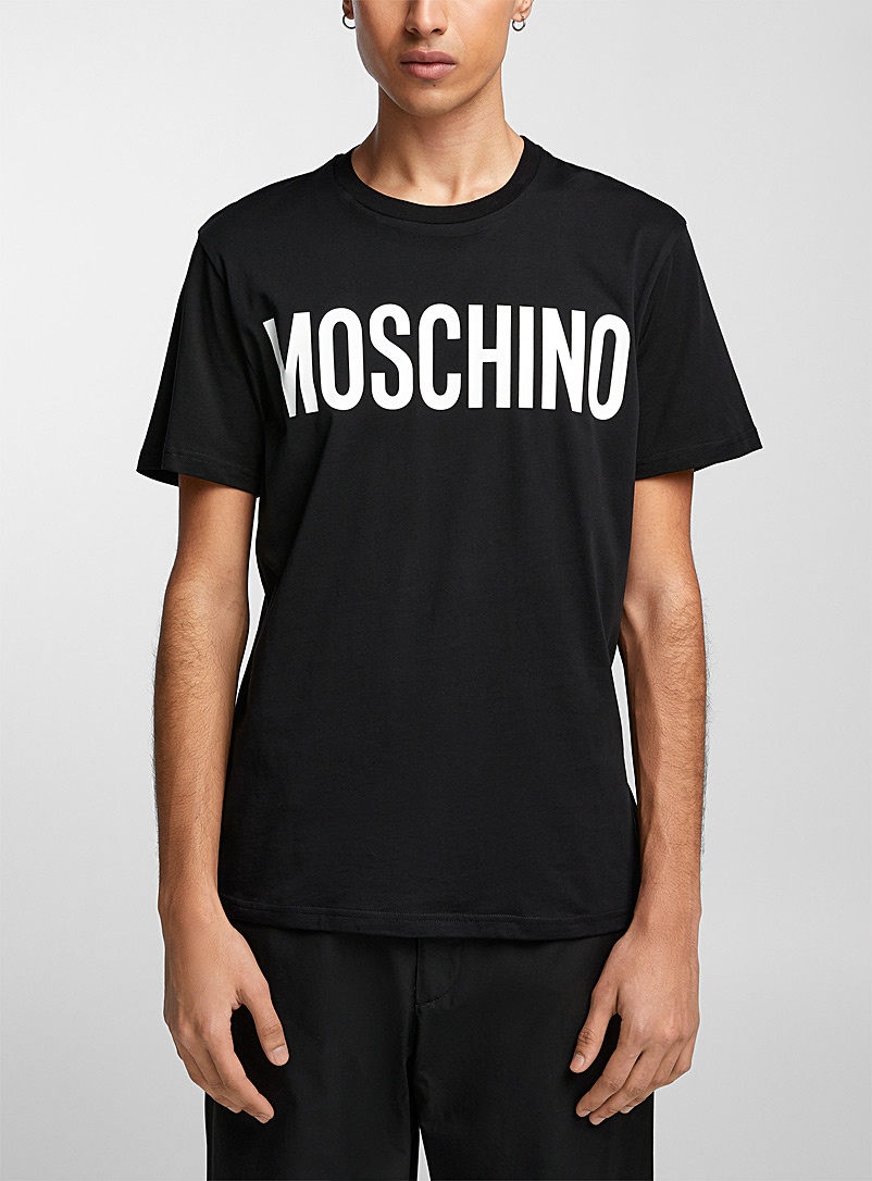 Moschino: Le t-shirt signature Noir à motifs pour homme