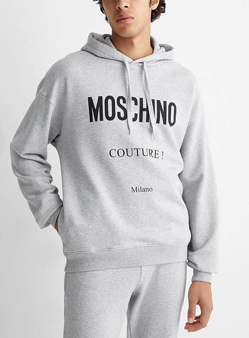 Moschino Grey Signature hooded sweatshirt for men