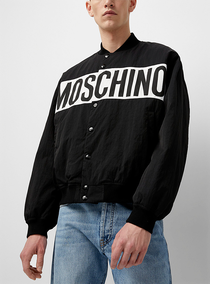 Moschino: Le blouson athlétique bande signature Noir pour homme