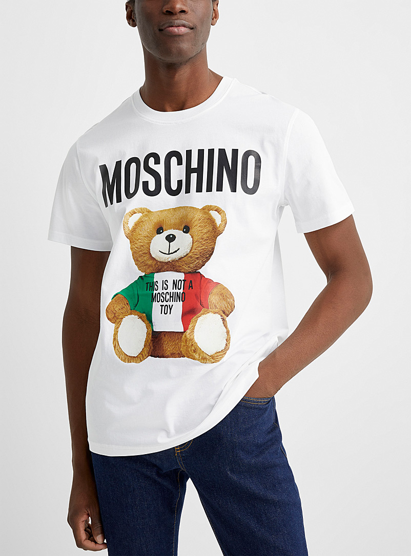 Moschino White Italian teddy bear T-shirt for men