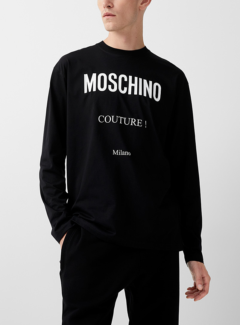 Moschino: Le t-shirt signature couture manches longues Noir pour homme