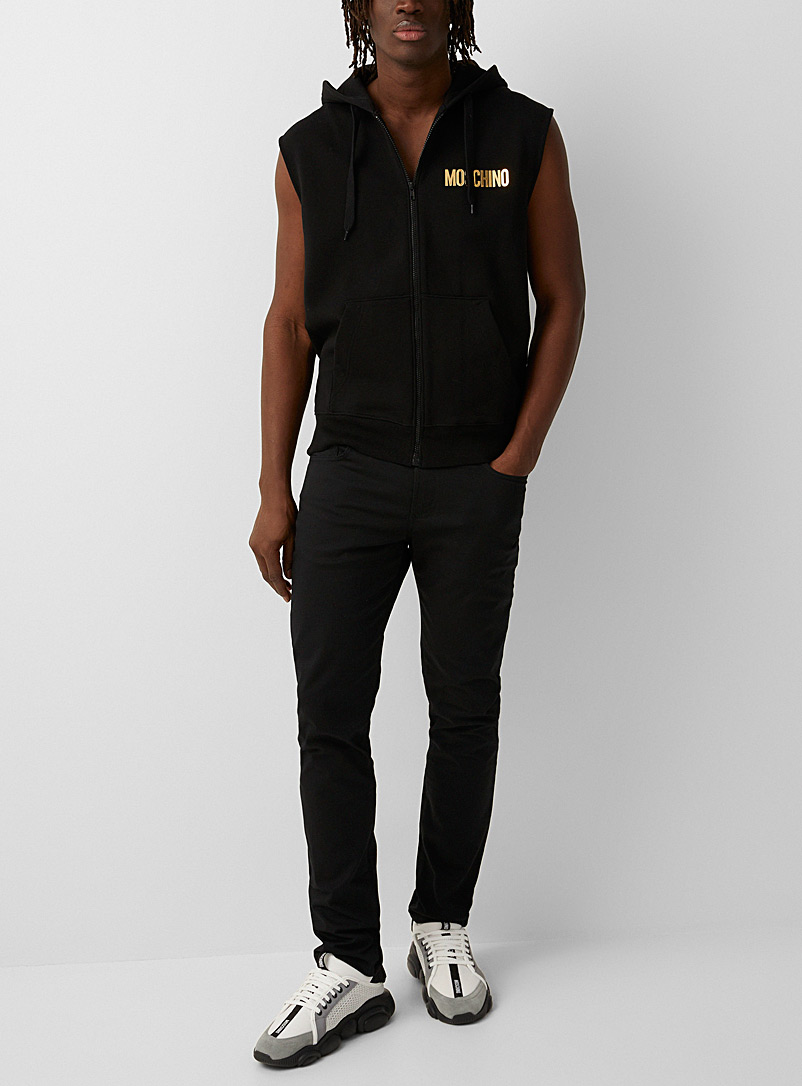 Moschino Black Golden signature sleeveless hoodie for men