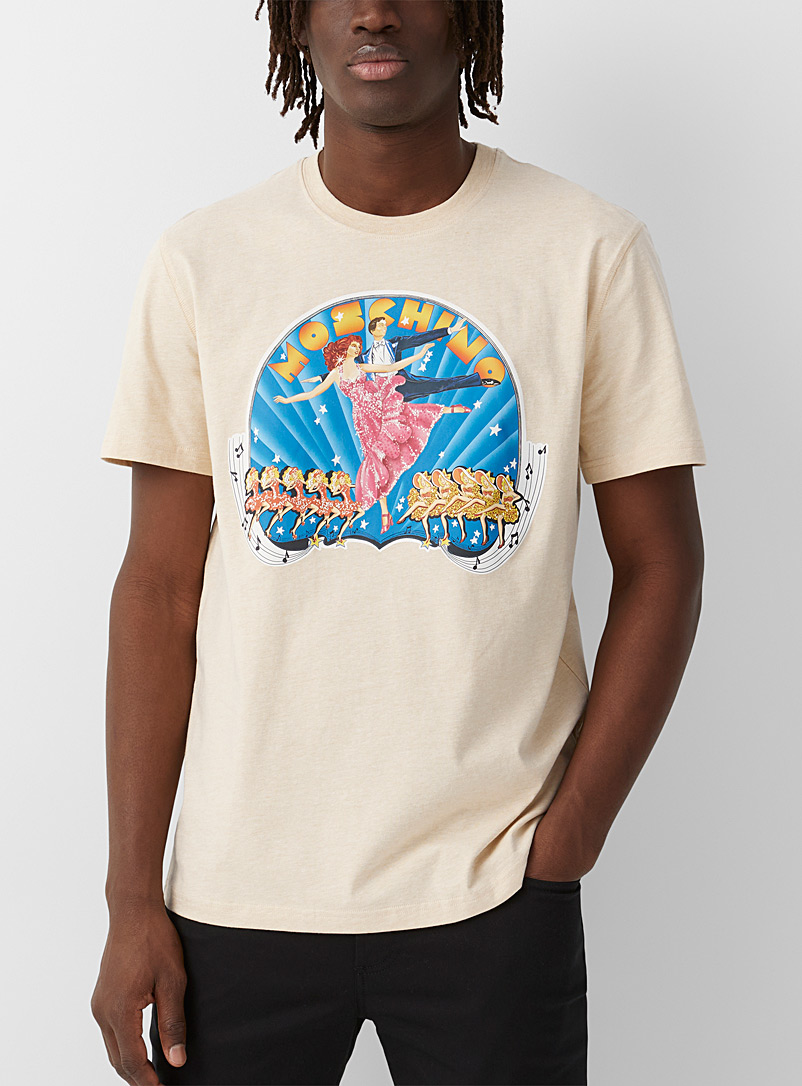 Moschino: Le t-shirt Gala Beige crème pour homme