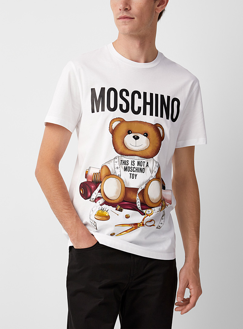 Moschino White Designer teddy T-shirt for men