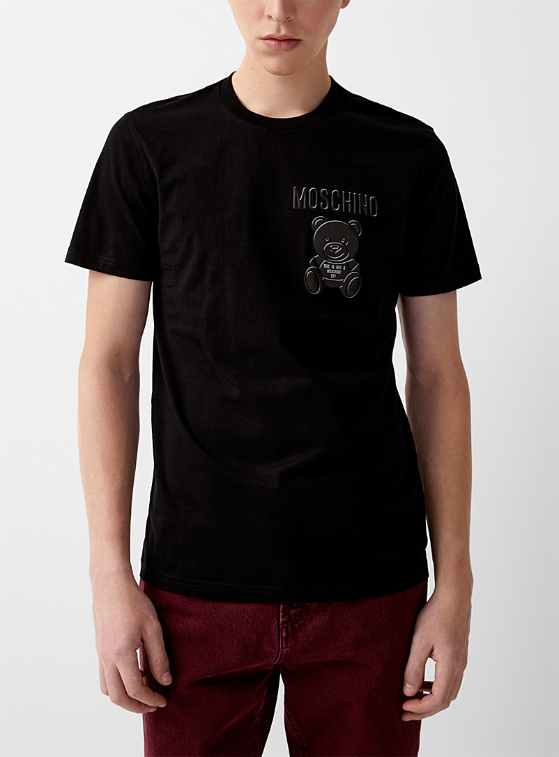 Moschino: Le t-shirt gris ourson Teddy Noir pour homme
