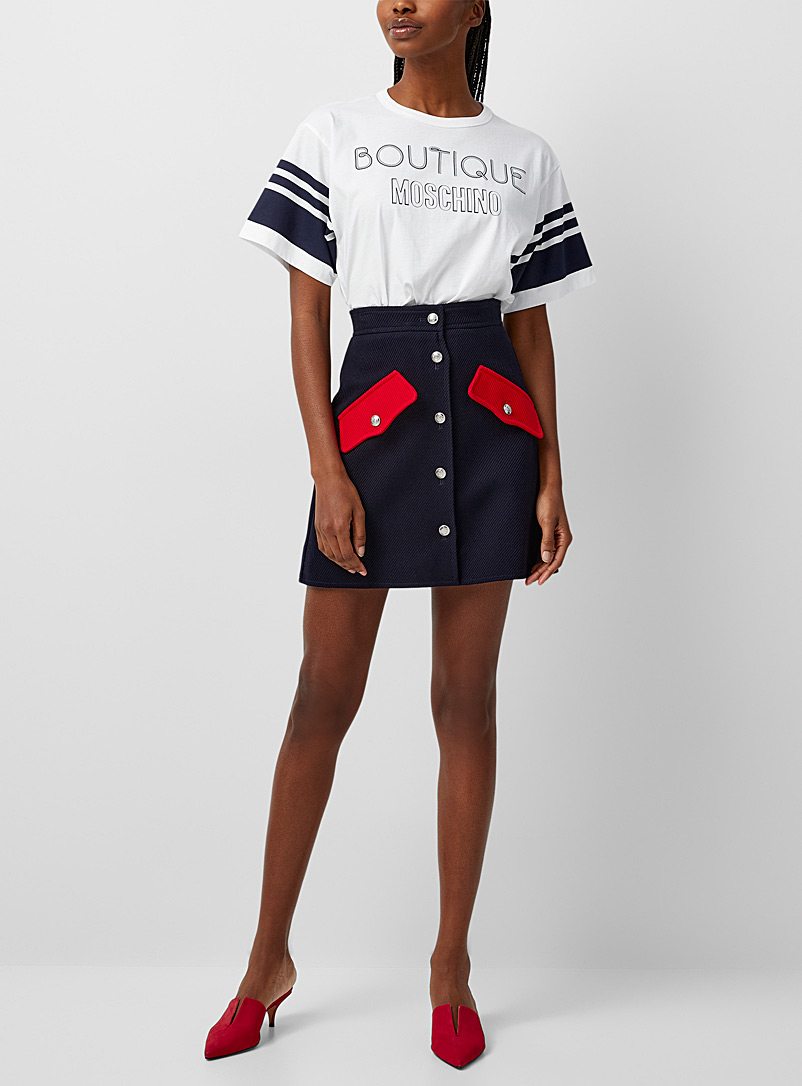BOUTIQUE Moschino Marine Blue Red flap skirt for women