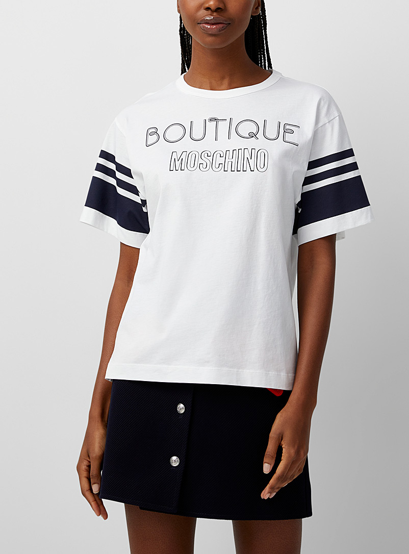 BOUTIQUE Moschino: Le t-shirt signature nautique Blanc pour femme