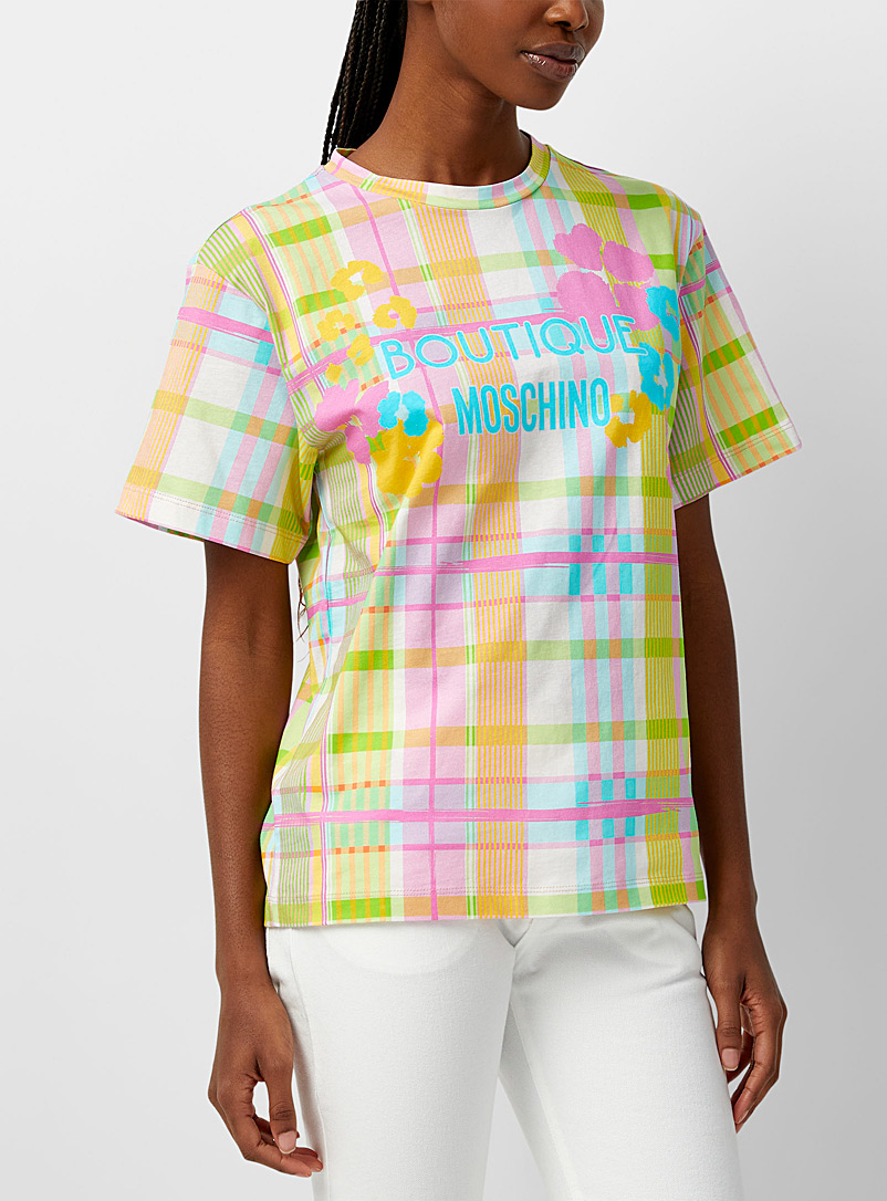 BOUTIQUE Moschino: Le t-shirt logo fleurs et carreaux Assorti pour femme