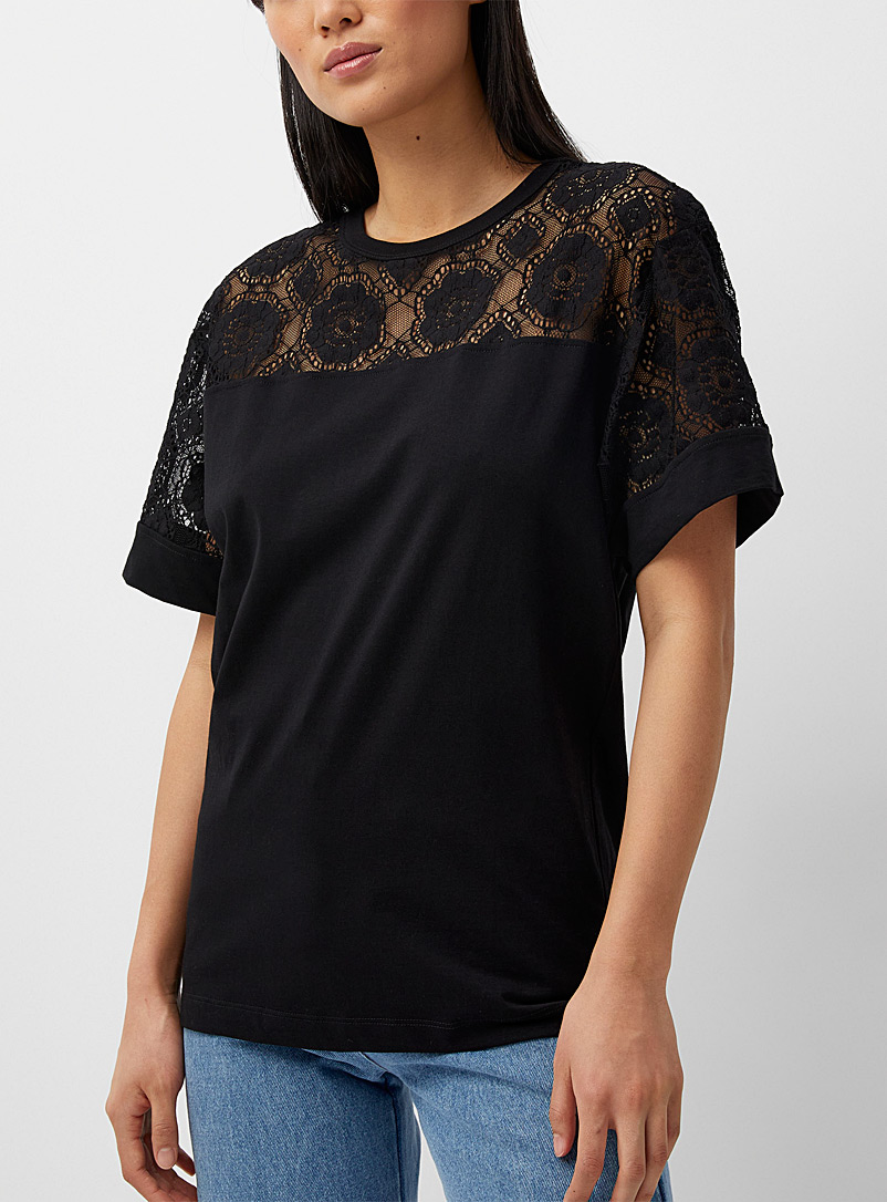BOUTIQUE Moschino Black Black lace T-shirt for women