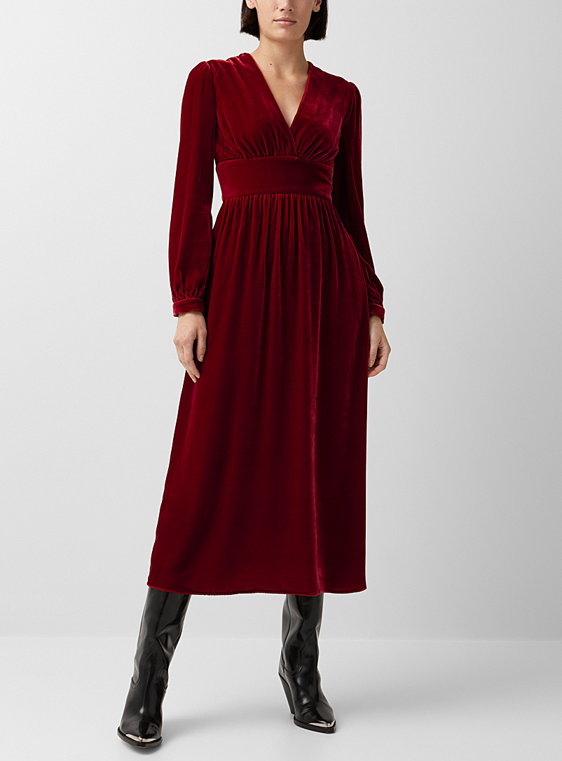 BOUTIQUE Moschino: La robe maxi velours rouge Rouge foncé-vin-rubis pour femme