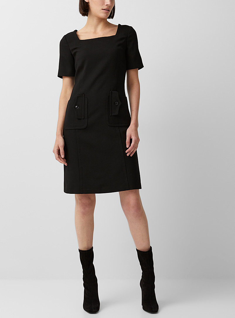 BOUTIQUE Moschino Black Patch pockets black stretch dress for women