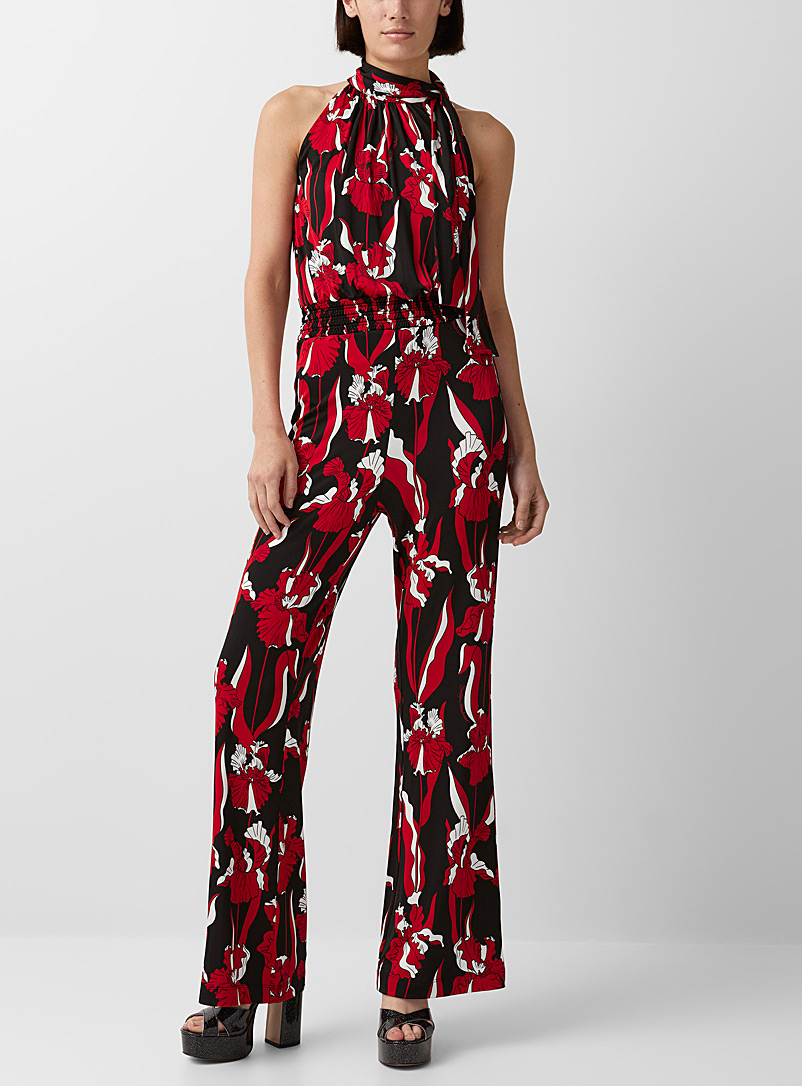 BOUTIQUE Moschino Patterned Red Iris print jumpsuit for women