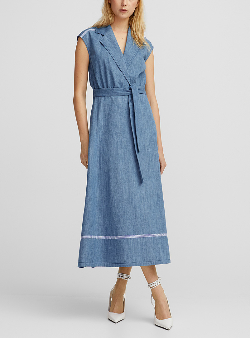 BOUTIQUE Moschino: La robe en denim chambray Bleu pour femme