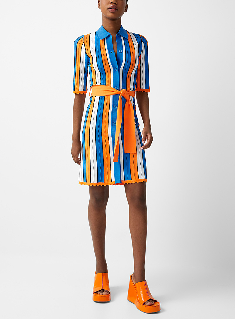 BOUTIQUE Moschino Patterned Blue Vertical stripes shirtdress for women