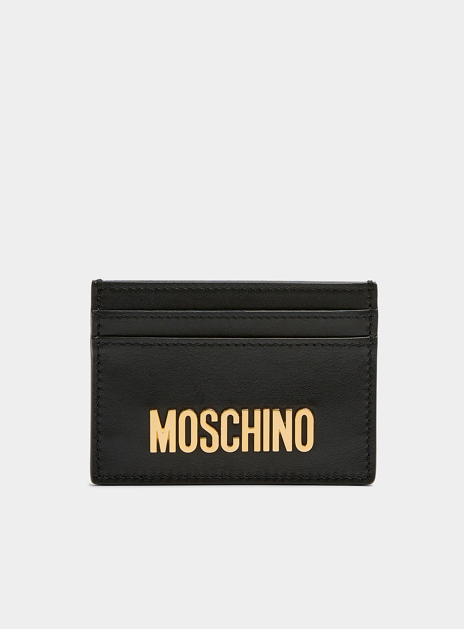 Moschino Golden Logo Card Case In Black