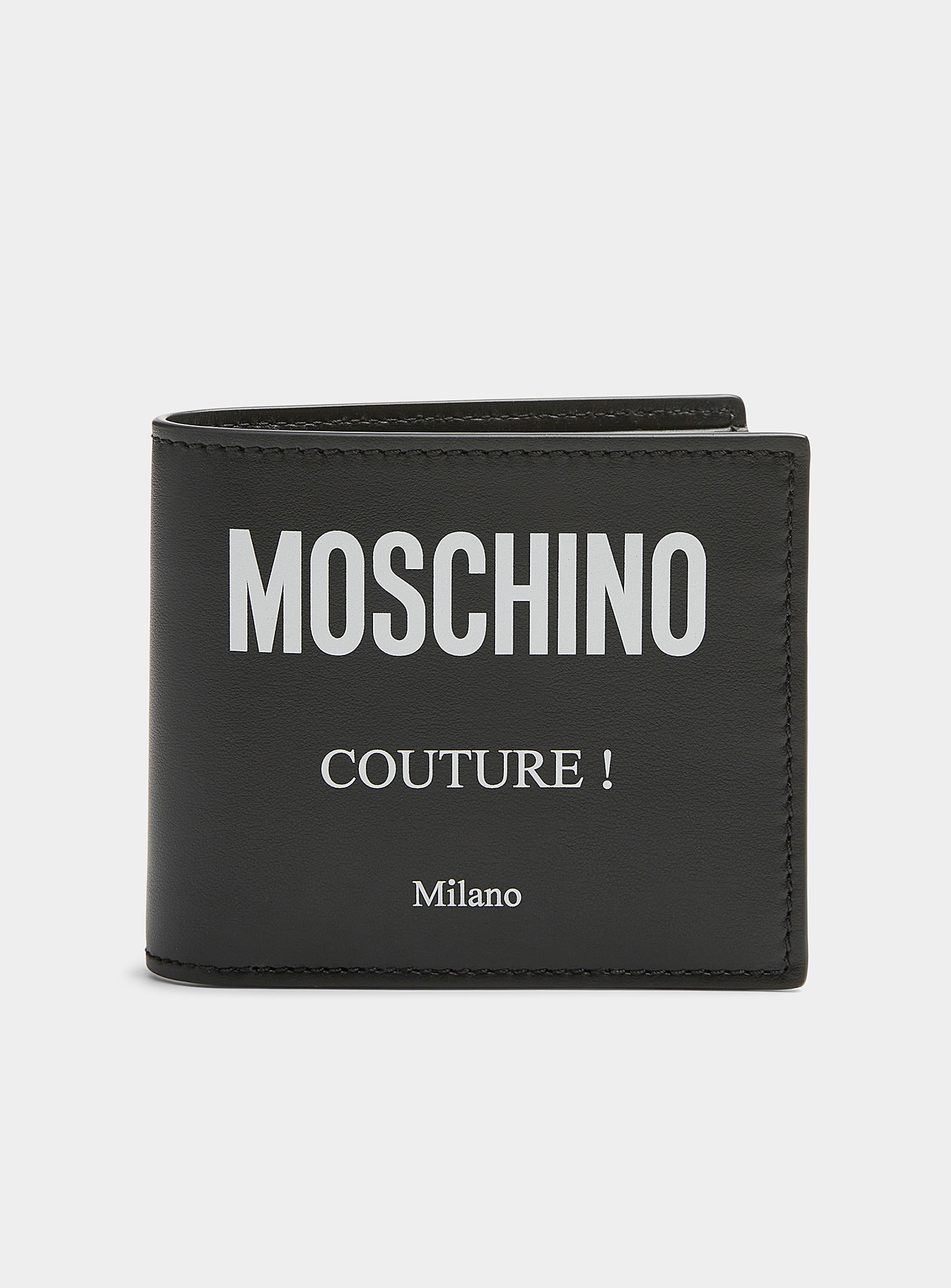 Shop Moschino White Logo Wallet In Black