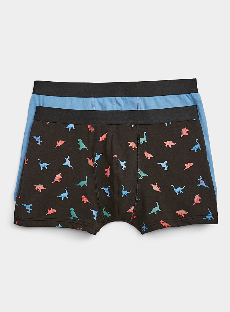 Le 31 Teal Solid and printed trunks 2-pack for men