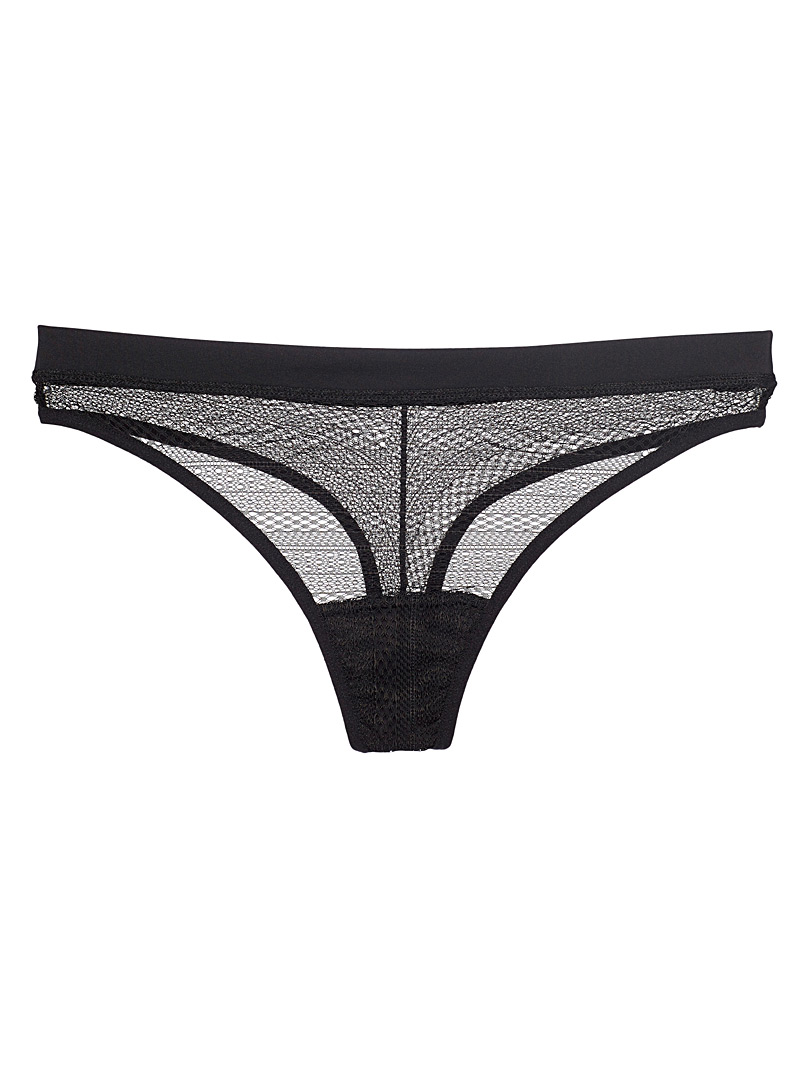 Micro-pattern lace thong | Miiyu | Shop Women's Thongs Online | Simons