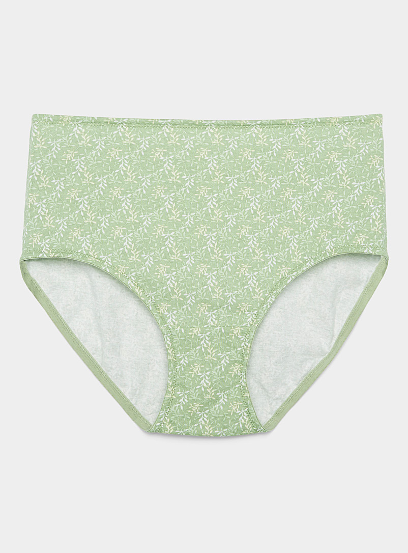 Miiyu Patterned Green Organic cotton high-rise panty for women