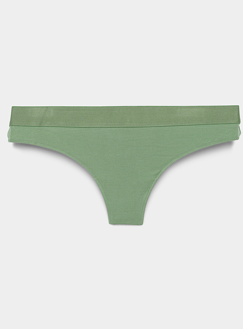 Miiyu Bottle Green Ultra-soft modal thong for women