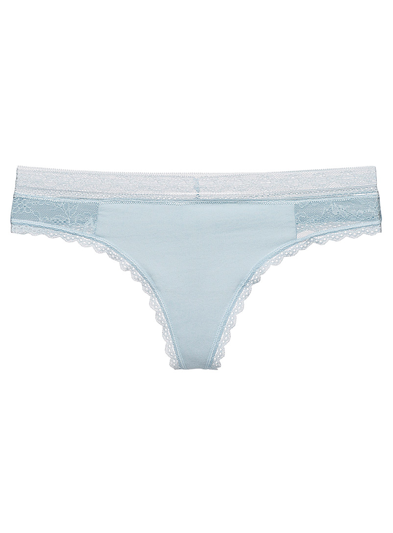 Miiyu Dusky Pink Organic cotton and lace thong for women