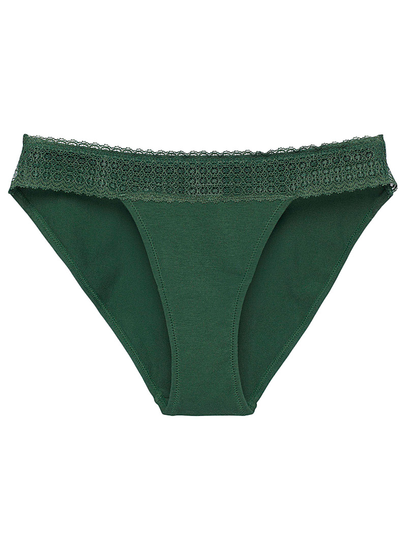 Miiyu Green Organic cotton lace-trim bikini panty for women