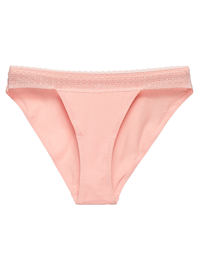 Miiyu: Le bikini coton bio bordure dentelle Vieux rose pour femme