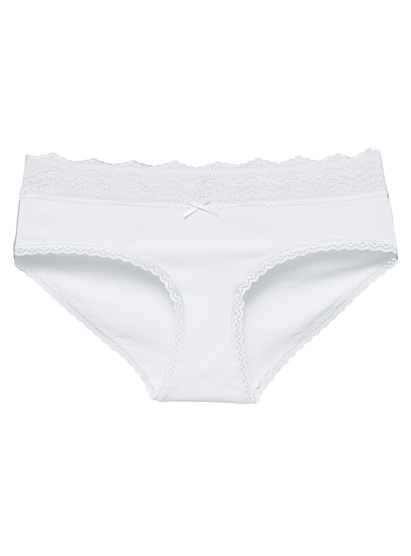 Miiyu White Lace-trim essential hipster for women