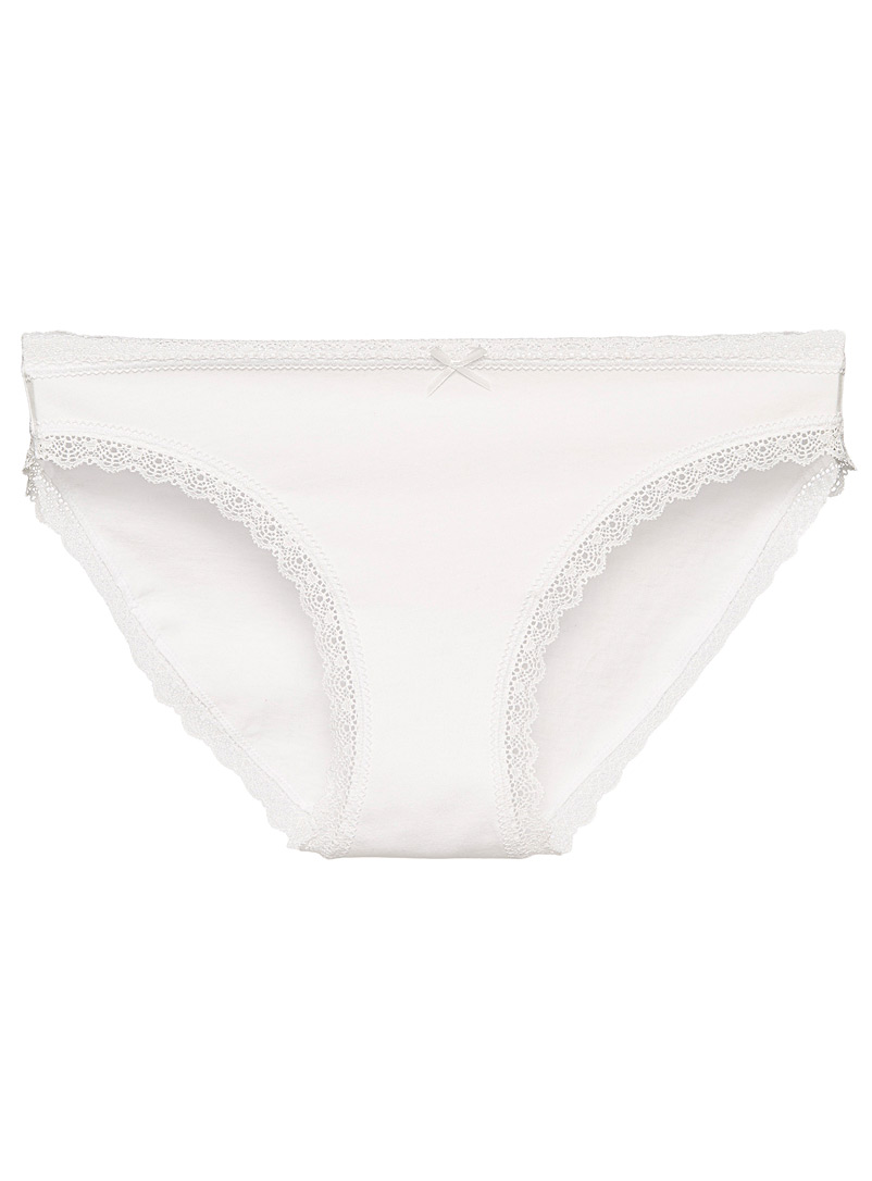 Cotton Essentials Lace-Trim Thong Panty