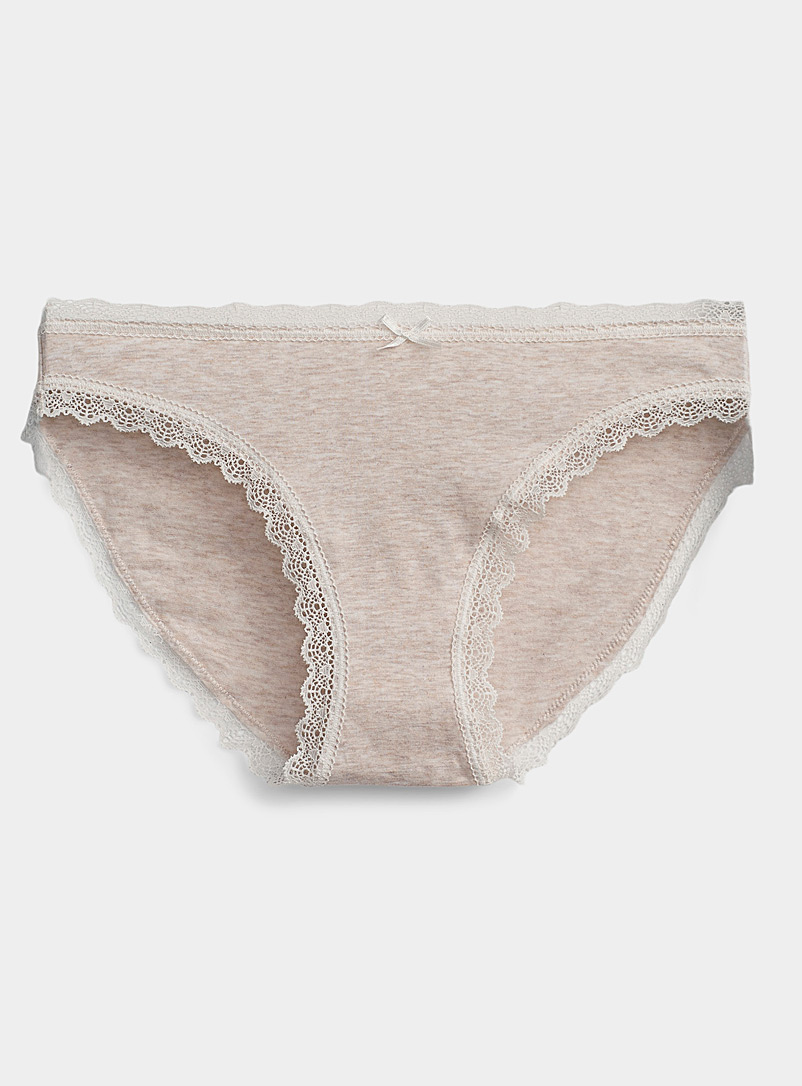 Miiyu Cream Beige Colourful organic-cotton bikini panty for women