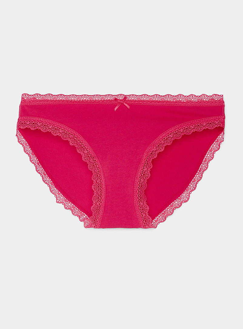 Miiyu Medium Pink Colourful organic-cotton bikini panty for women