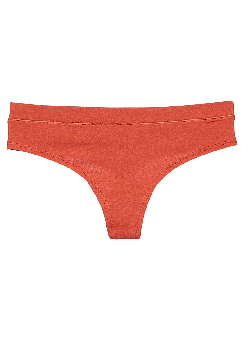 Miiyu Orange-red Modal organic cotton thong for women