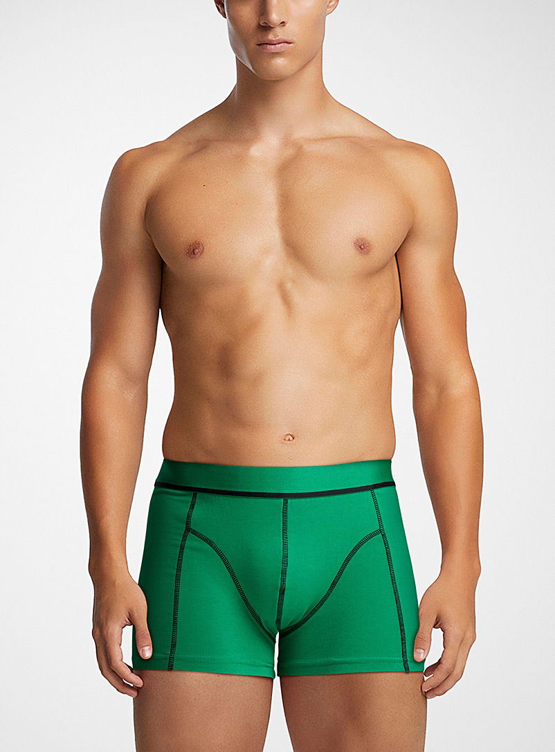 Le 31 Green Contrasting topstitch trunk for men