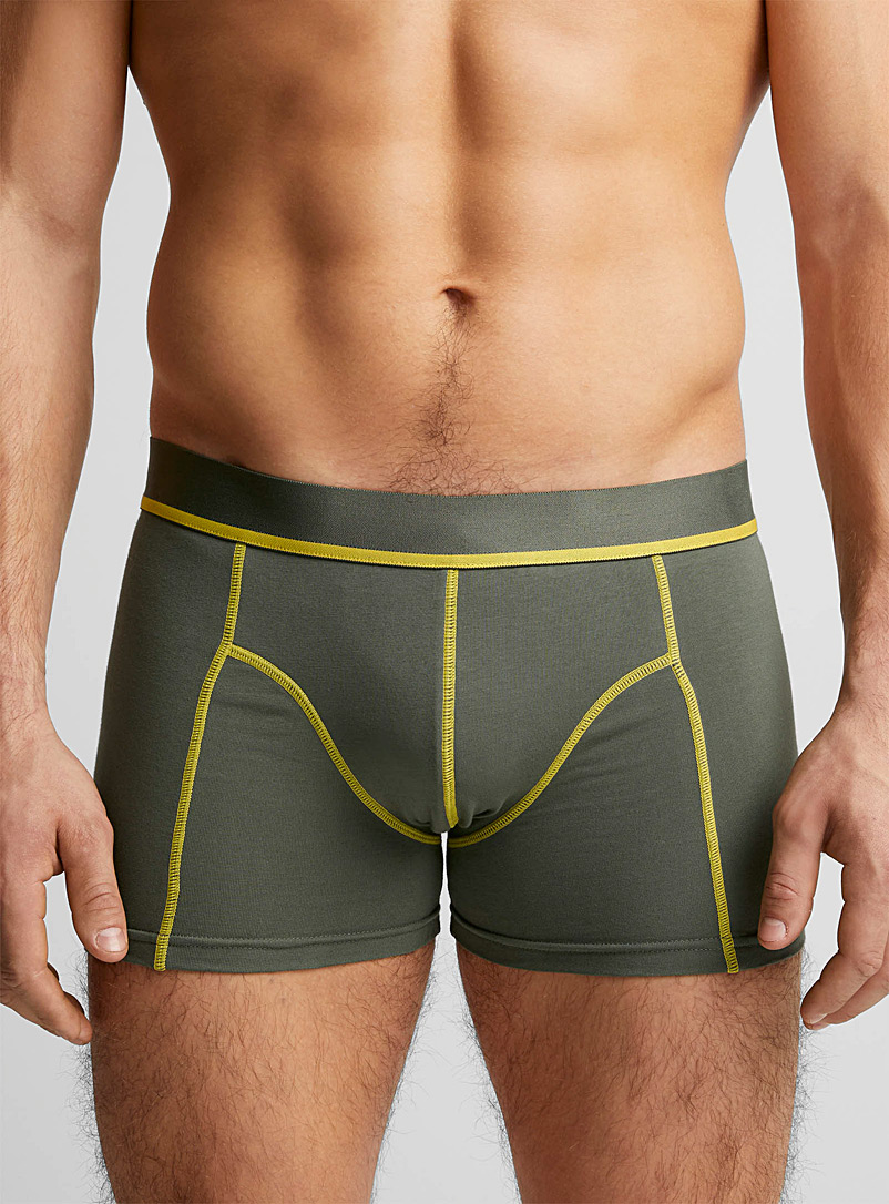 Le 31 Mossy Green Contrasting topstitch trunk for men