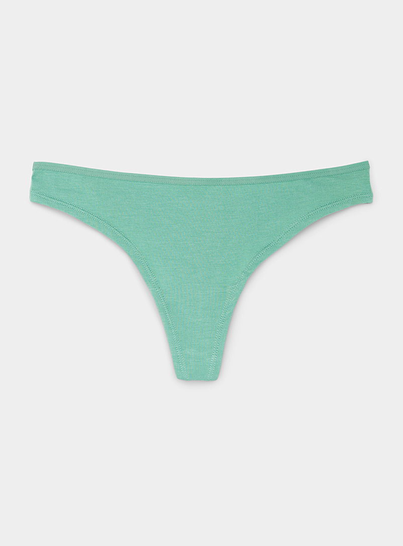 Miiyu Green Lace openwork thong for women