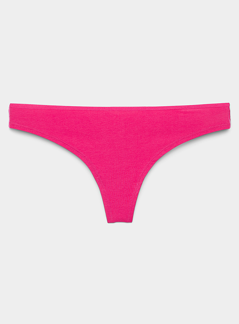 Miiyu Medium Pink Lace openwork thong for women