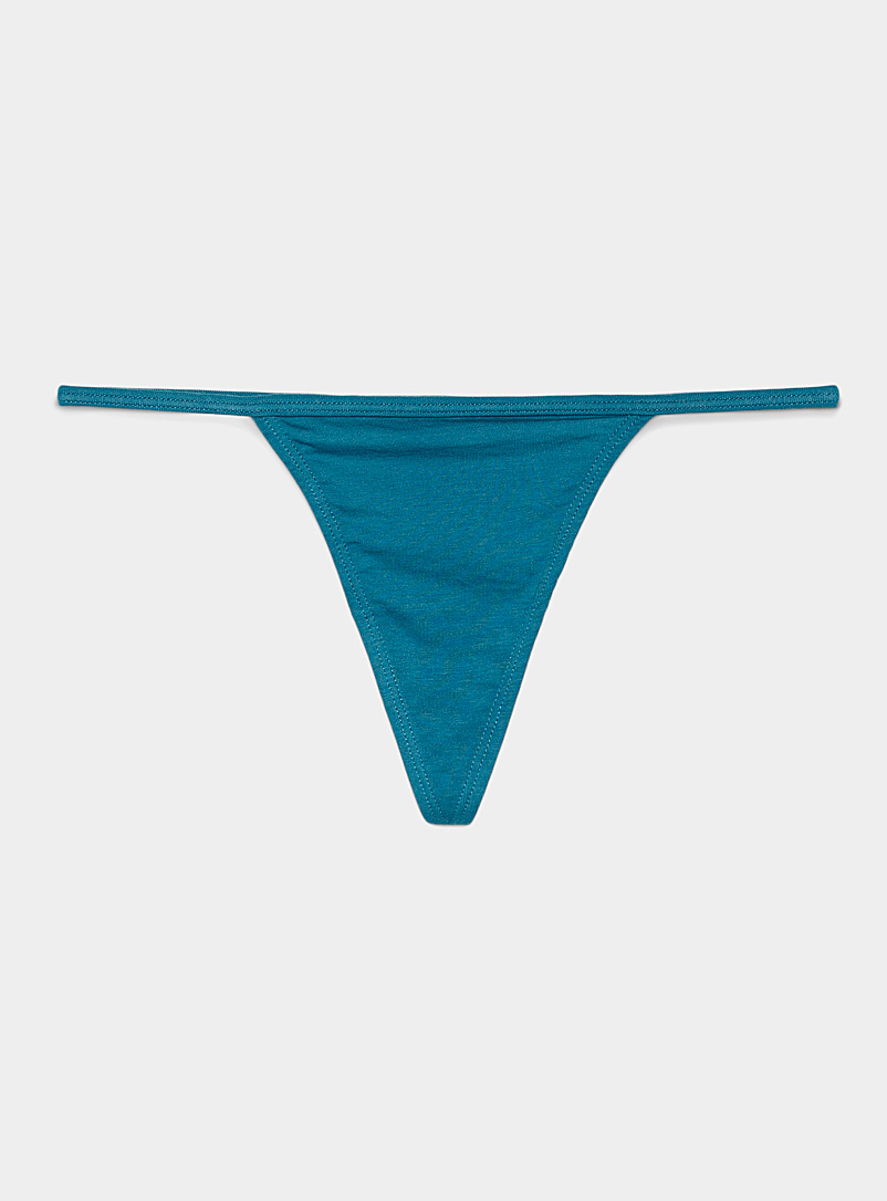 Miiyu Blue Organic cotton and modal minimalist thong for women