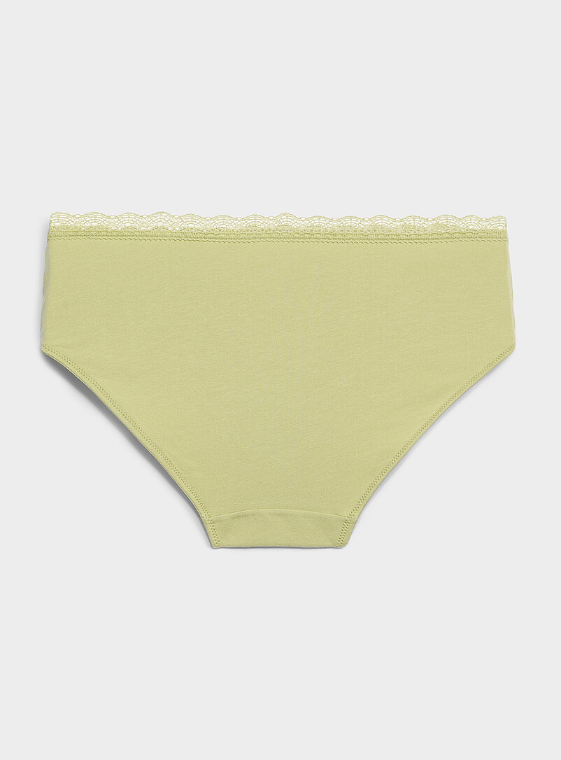 Miiyu Green  Lace-waist bikini panty Organic cotton for women