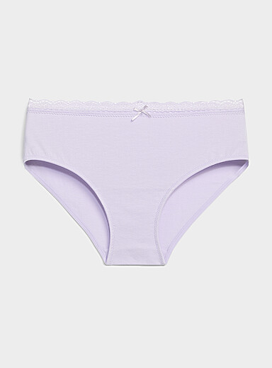 Miiyu: Le bikini taille dentelle Coton biologique Lilas pour femme