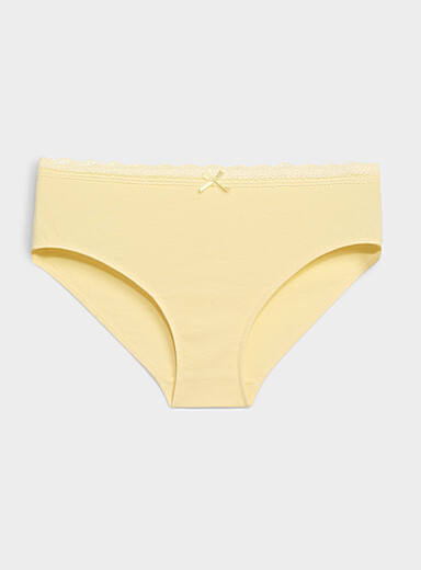 Miiyu Golden Yellow Lace-waist bikini panty Organic cotton for women