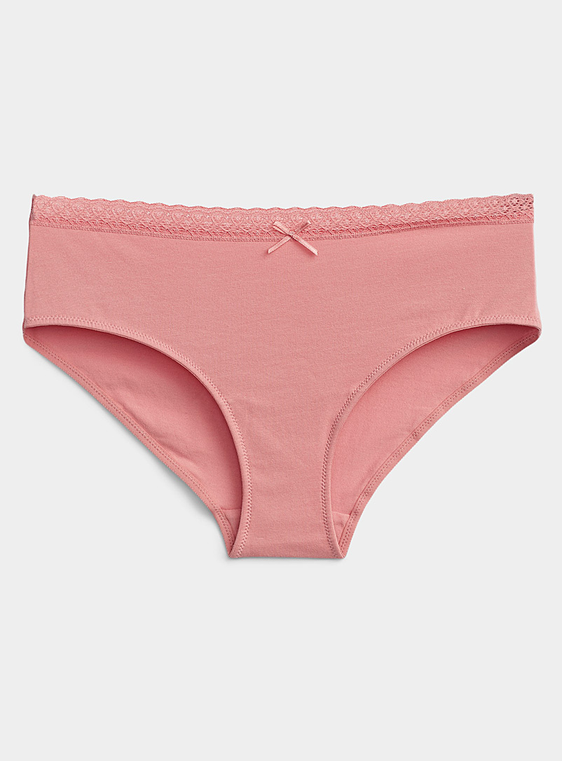 Miiyu Pink Colourful organic cotton lace-waist hipster for women