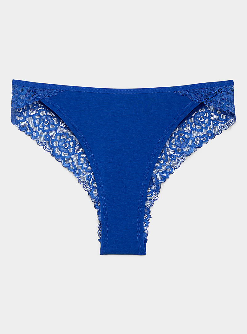 Miiyu Sapphire Blue Modal-organic cotton lace Brazilian panty for women