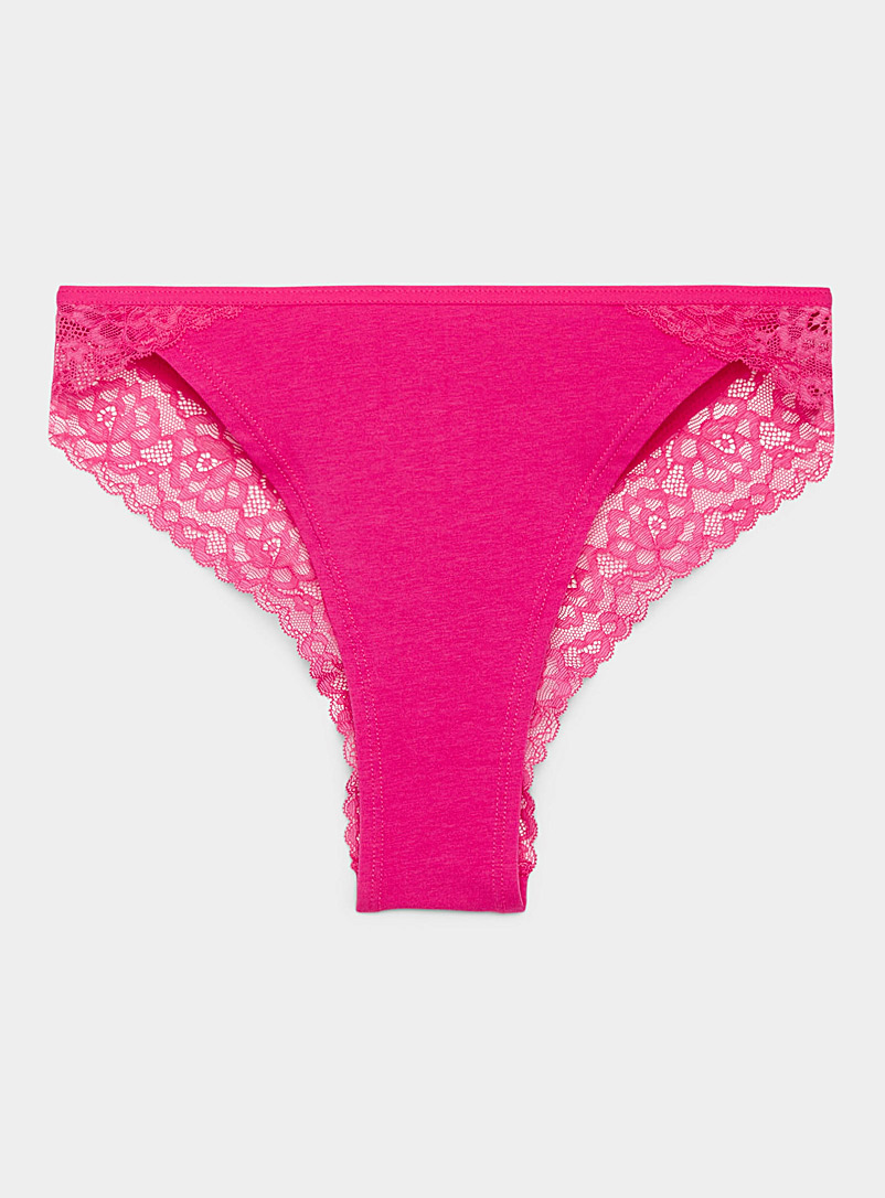 Miiyu Pink Modal-organic cotton lace Brazilian panty for women