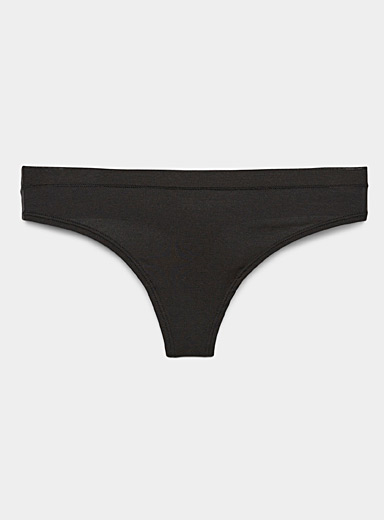 Miiyu: Le tanga essentiel uni Coton biologique et modal TENCEL<sup><small>MC</small></sup> Noir pour femme