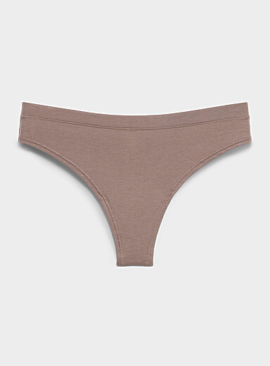 Miiyu: Le tanga essentiel uni Coton biologique et modal TENCEL<sup><small>MC</small></sup> Chocolat - Espresso pour femme