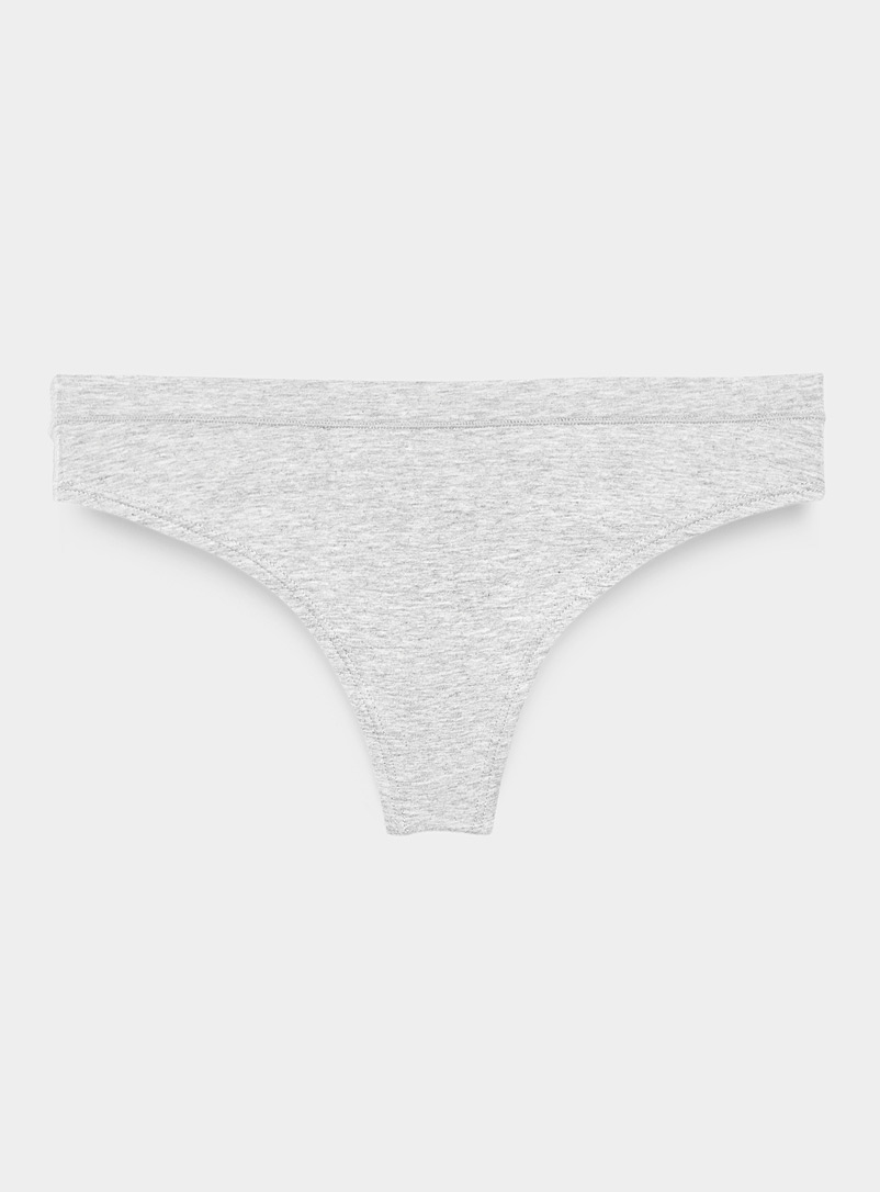 Miiyu: Le tanga essentiel uni Coton biologique et modal TENCEL<sup><small>MC</small></sup> Gris pour femme