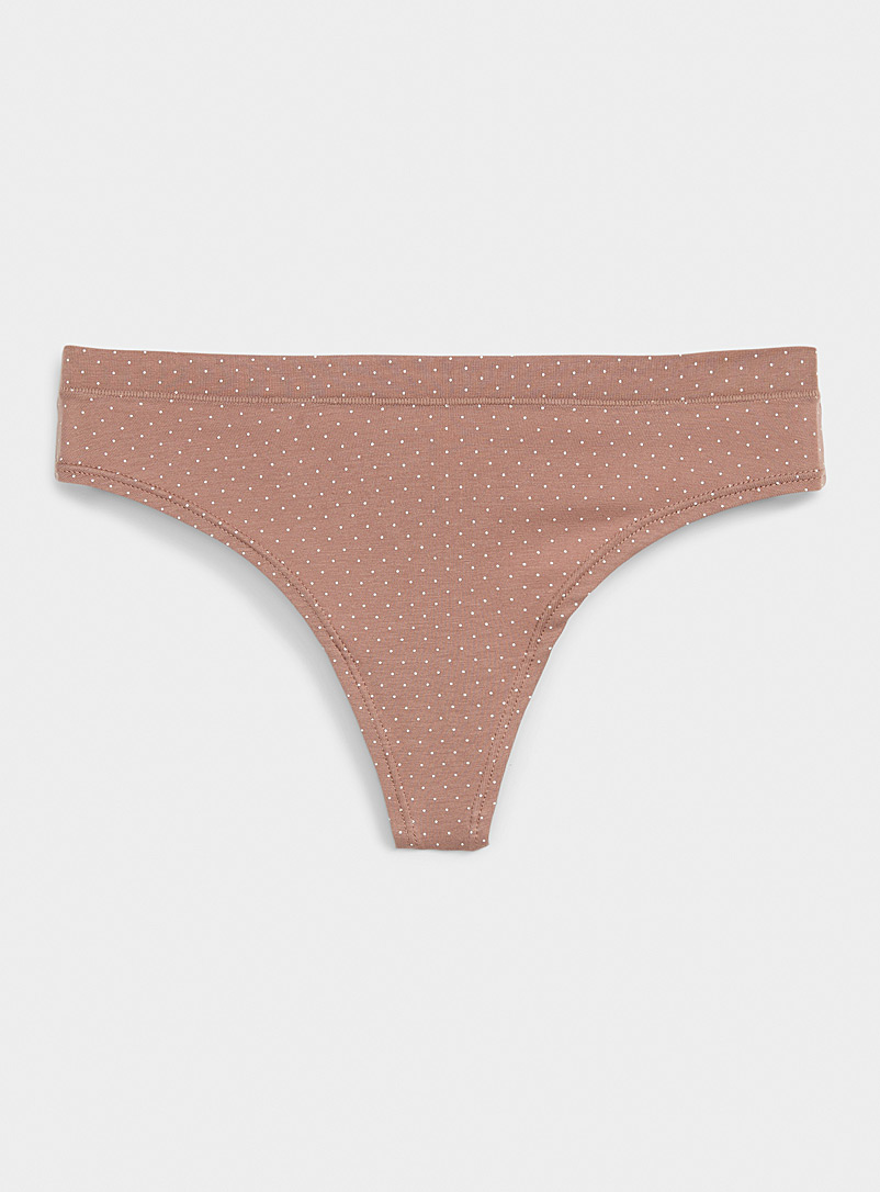 Miiyu Patterned Brown Modal-organic cotton thong for women