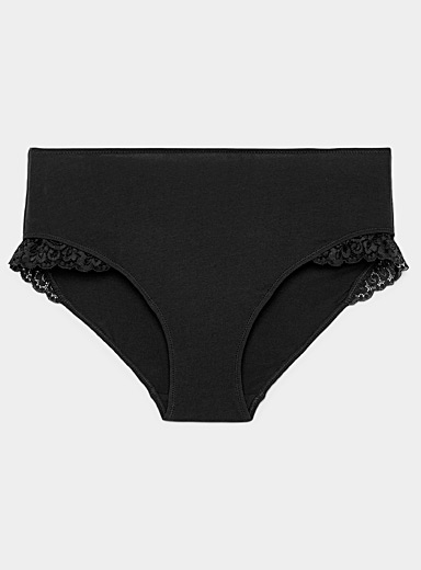 Women's Laser Cut Hipster Underwear - Auden Black Floral L 1 ct