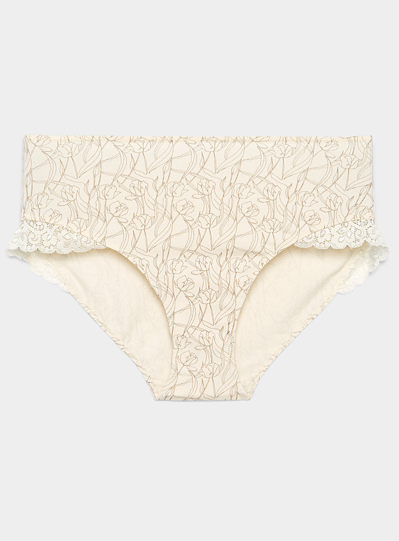 Miiyu Patterned White Organic cotton lace ruffle hipster for women
